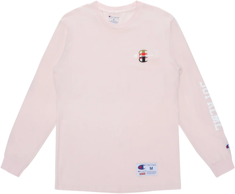 Supreme Champion Stacked L/S Tee Light Pink - FW17