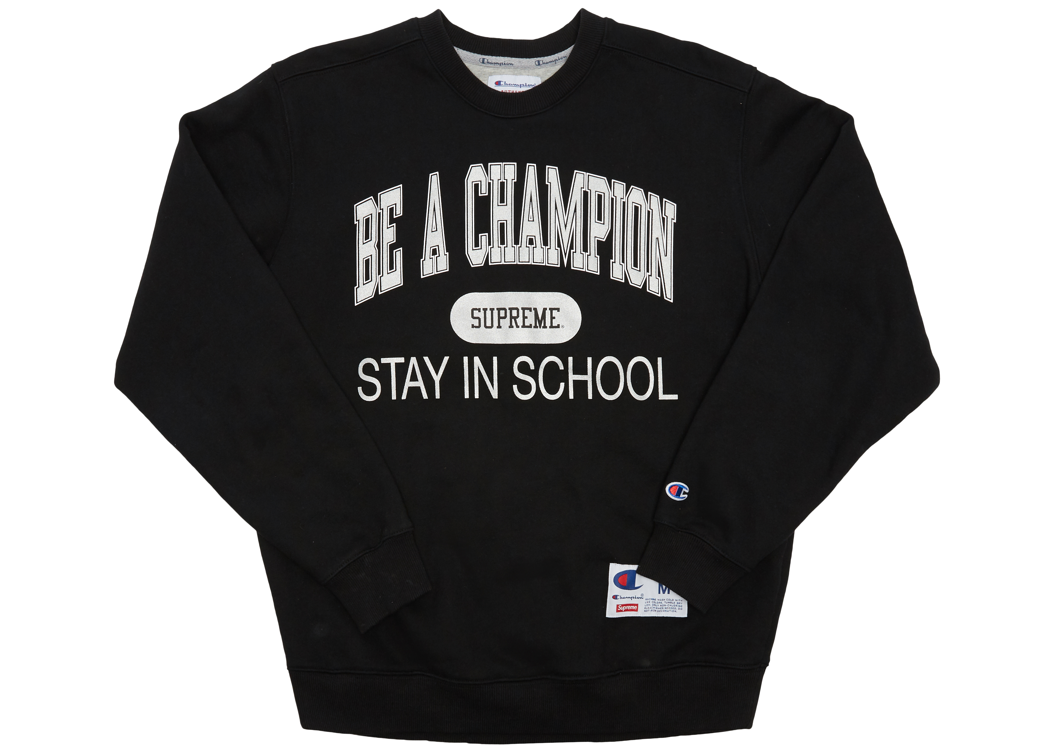 Supreme Champion Stay In School Crewneck Black - SS18 Men's - US