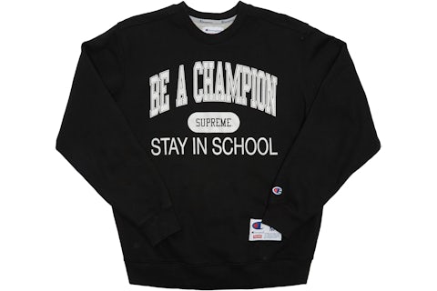 Supreme Champion Stay In School Crewneck Black Men's SS18 US