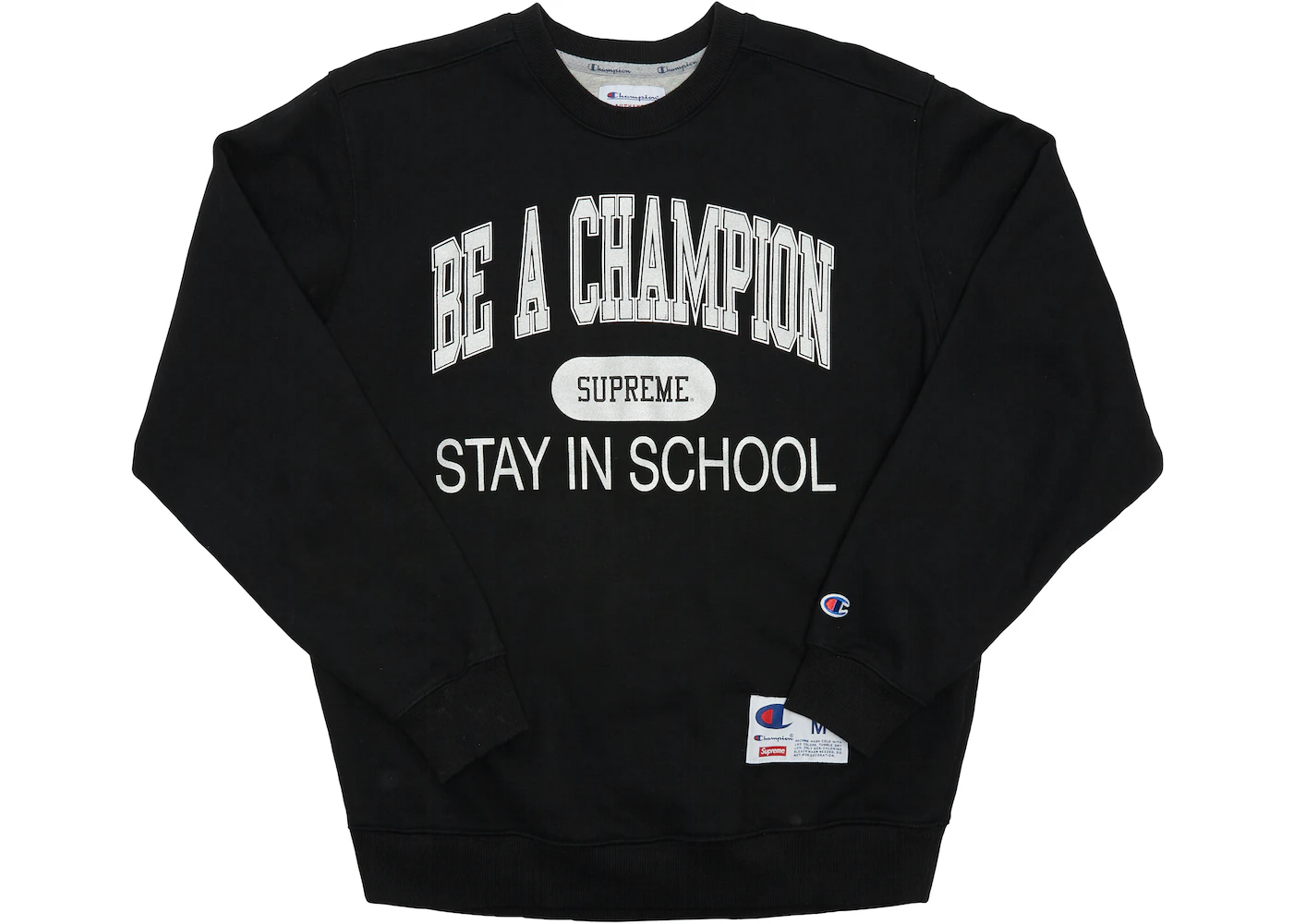 Supreme Champion Stay In School Crewneck Black Men's - SS18 - US