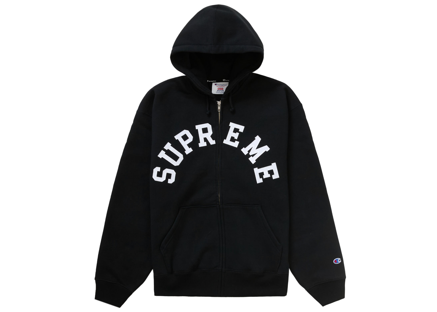 Supreme Champion Zip Up Hooded Sweatshirt Black