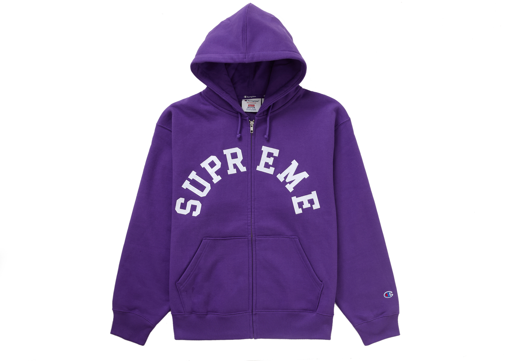 Supreme Champion Zip Up Hooded Sweatshirt Purple
