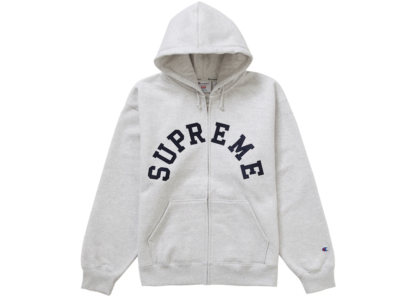 Supreme Champion Zip Up Hooded Sweatshirt Ash Grey Men's SS24 US