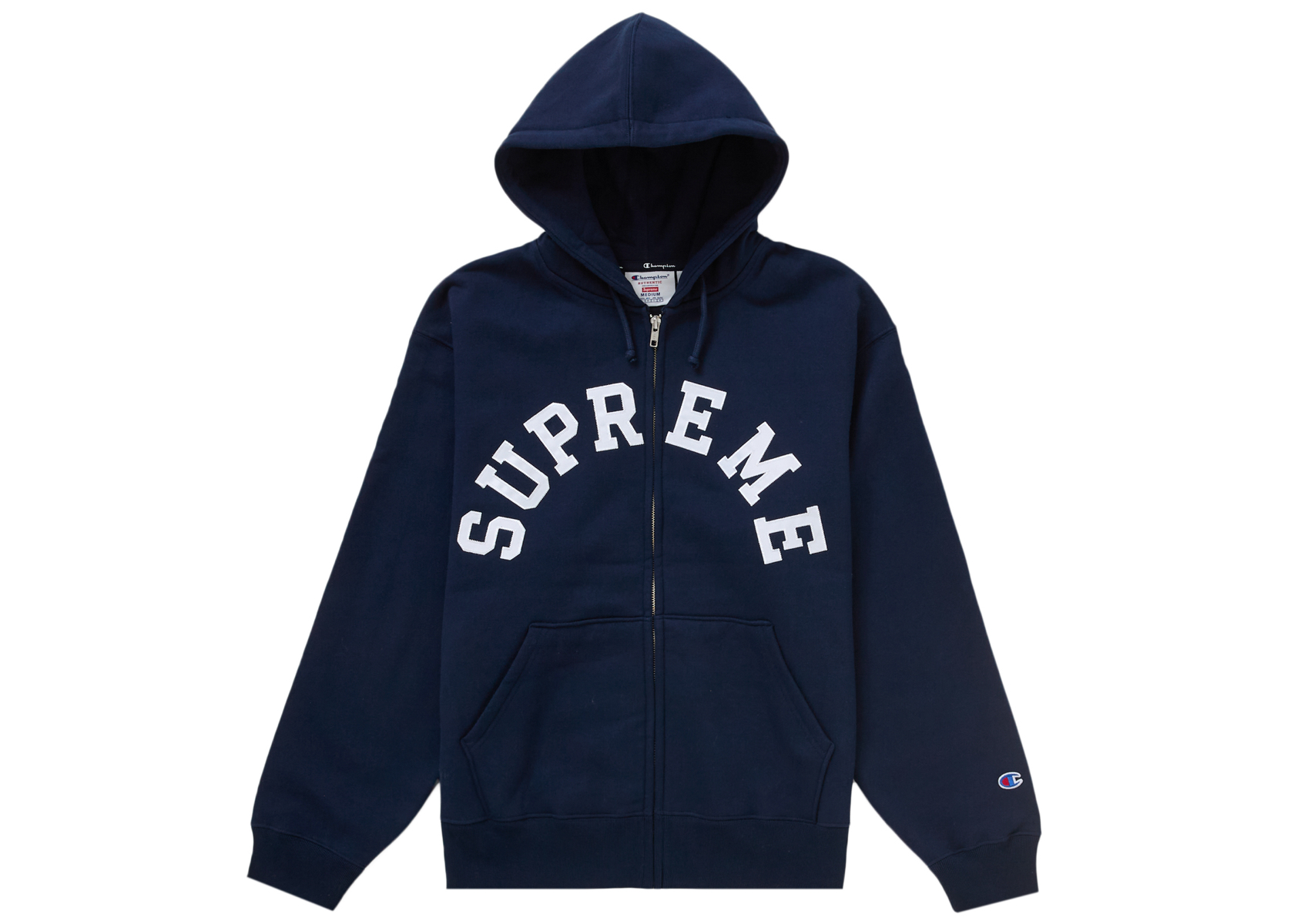 Supreme Champion Zip Up Hooded Sweatshirt Navy
