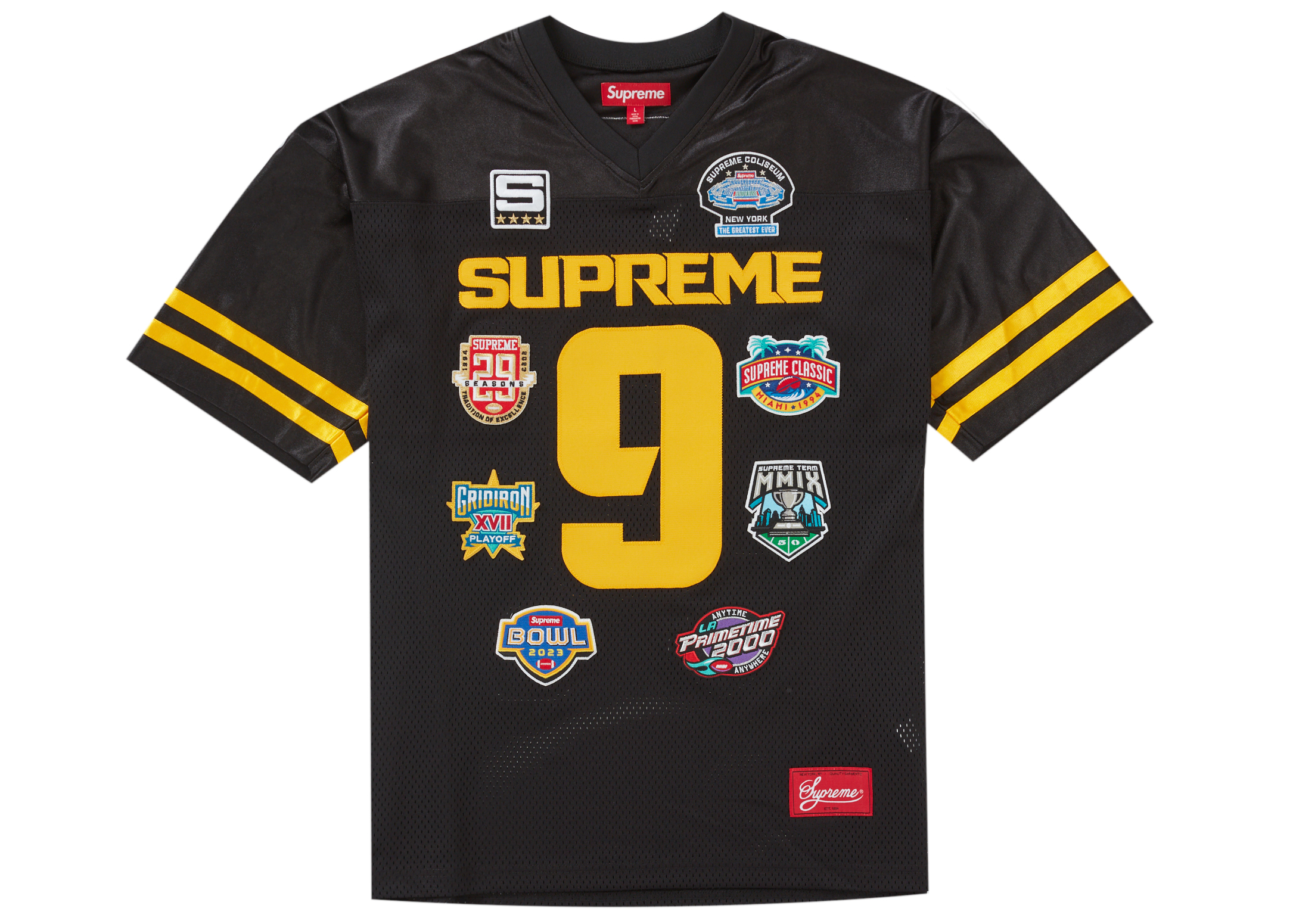 Supreme Championships Embroidered Football Jersey Black Men's