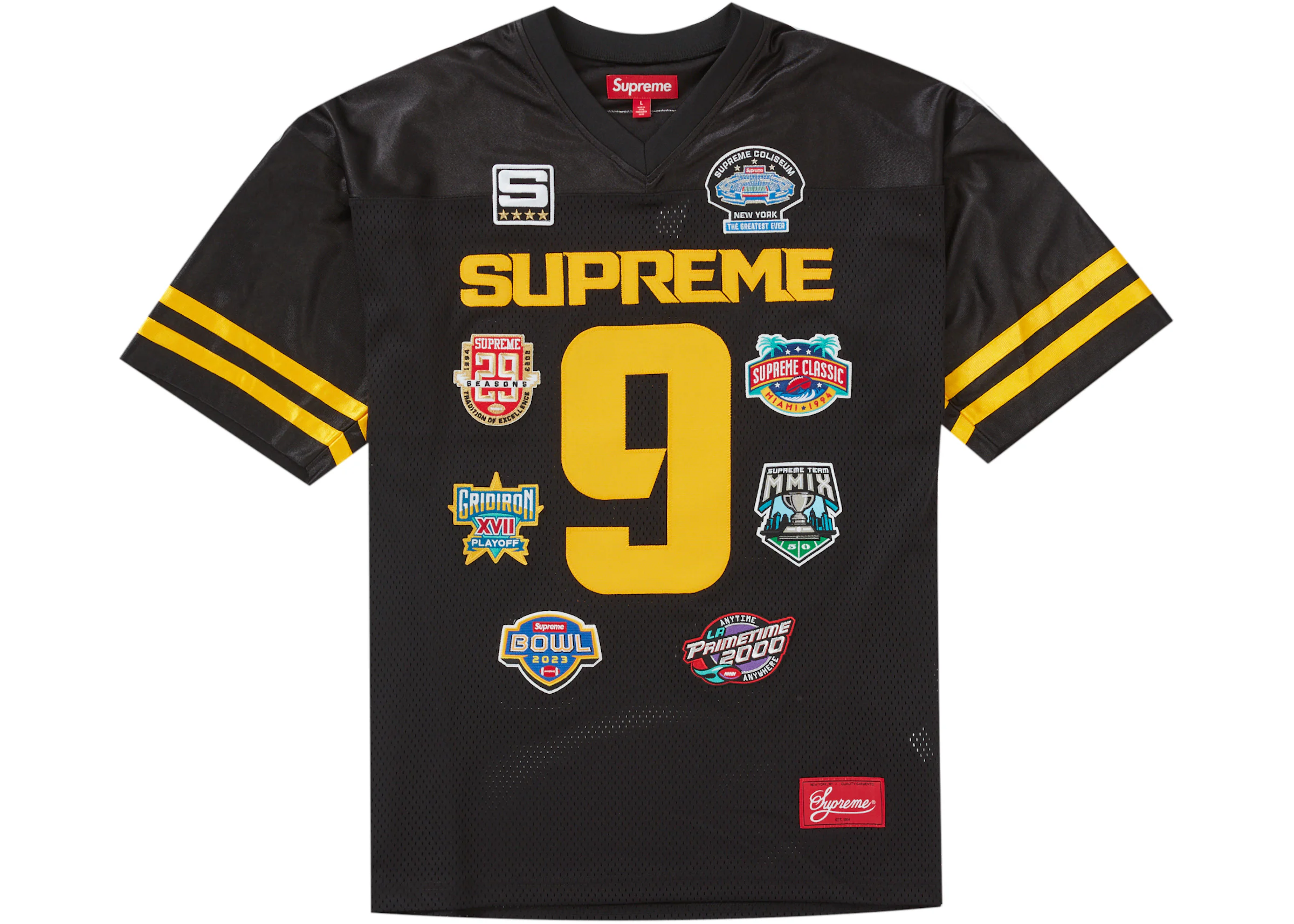 Supreme Championships Embroidered Football Jersey Black