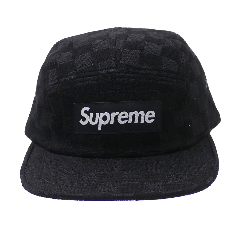 Supreme Checker Weave Camp Cap Black
