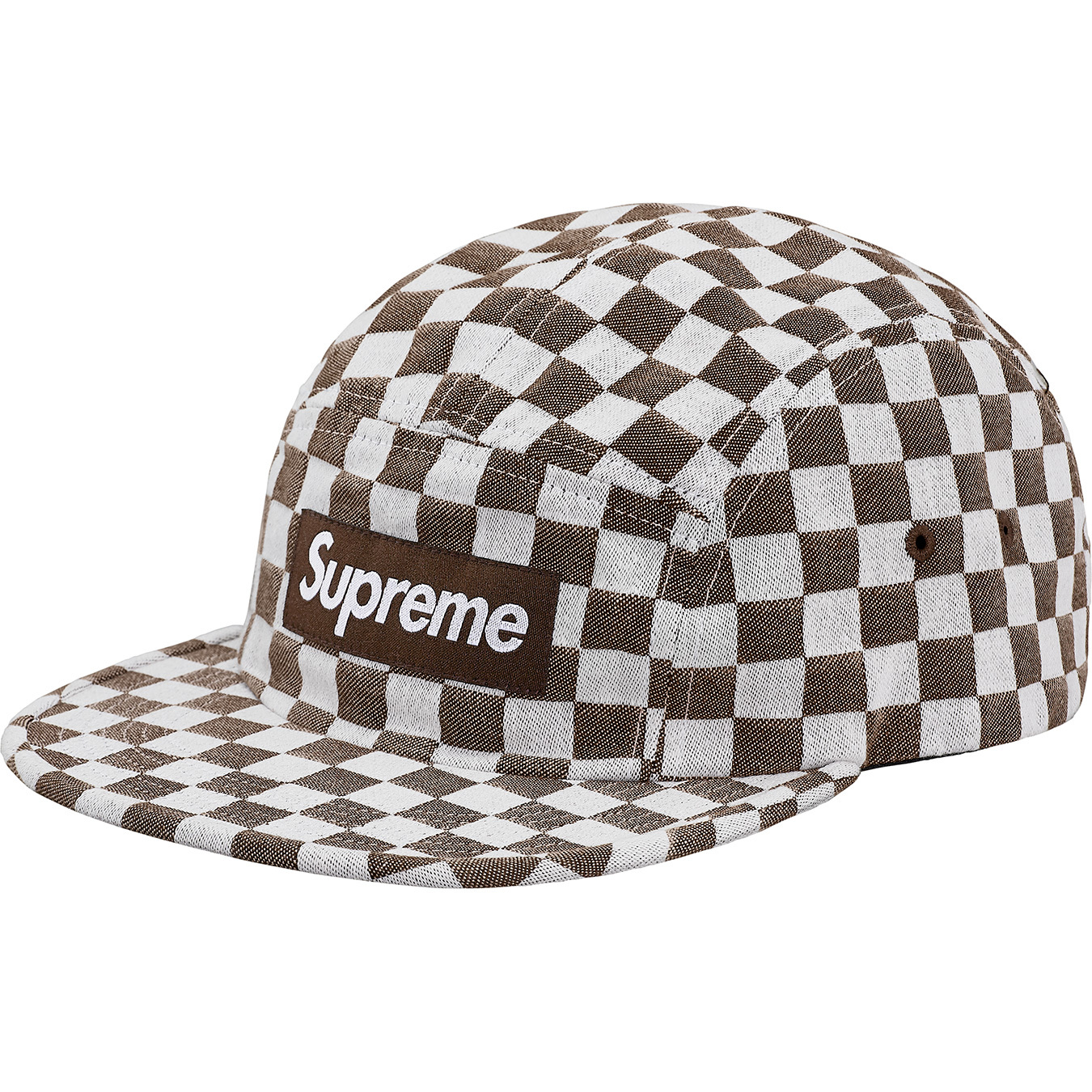 Supreme Checkerboard Camp Cap Brown