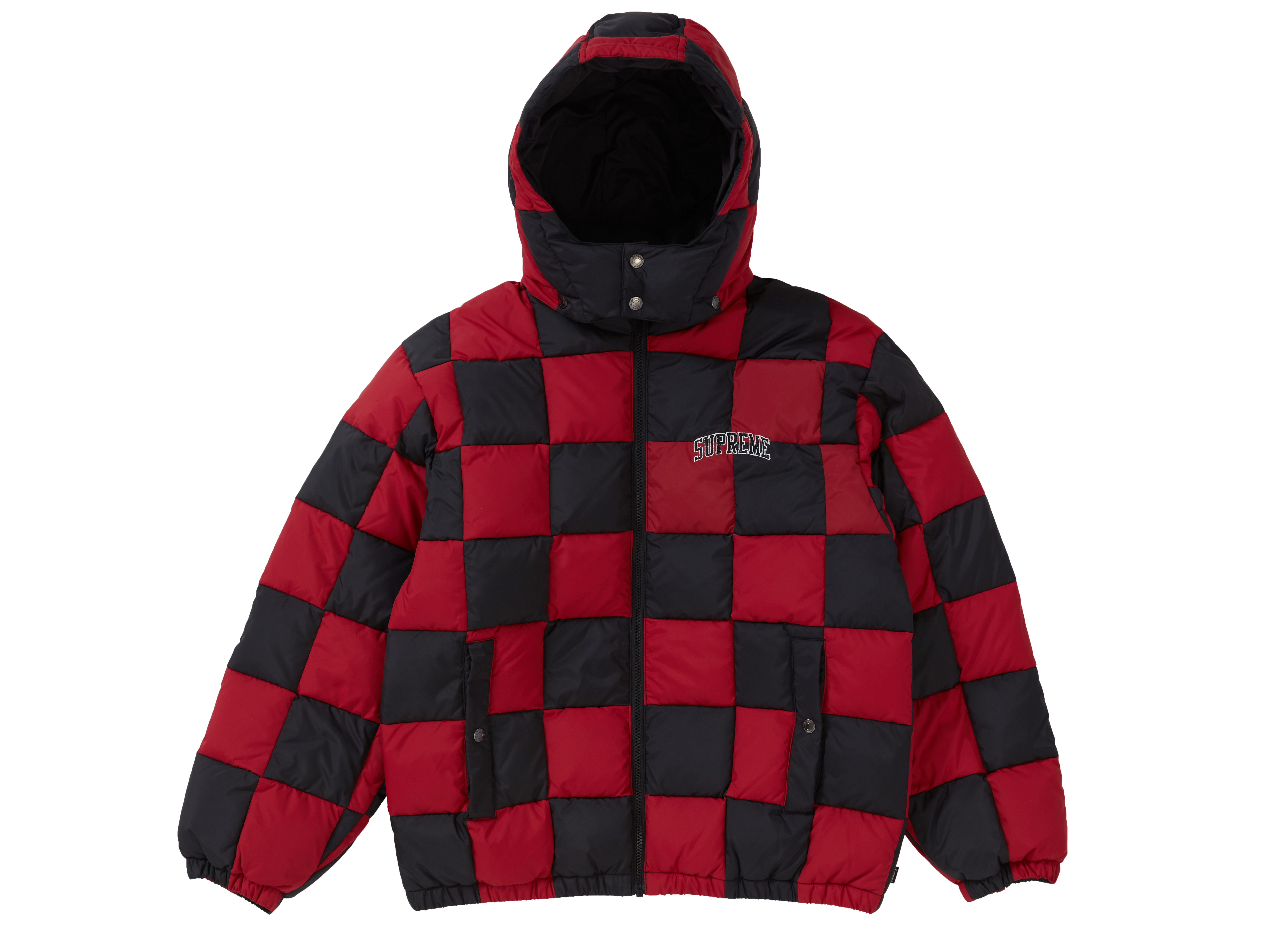 Supreme Checkerboard Puffy Jacket Dark Red