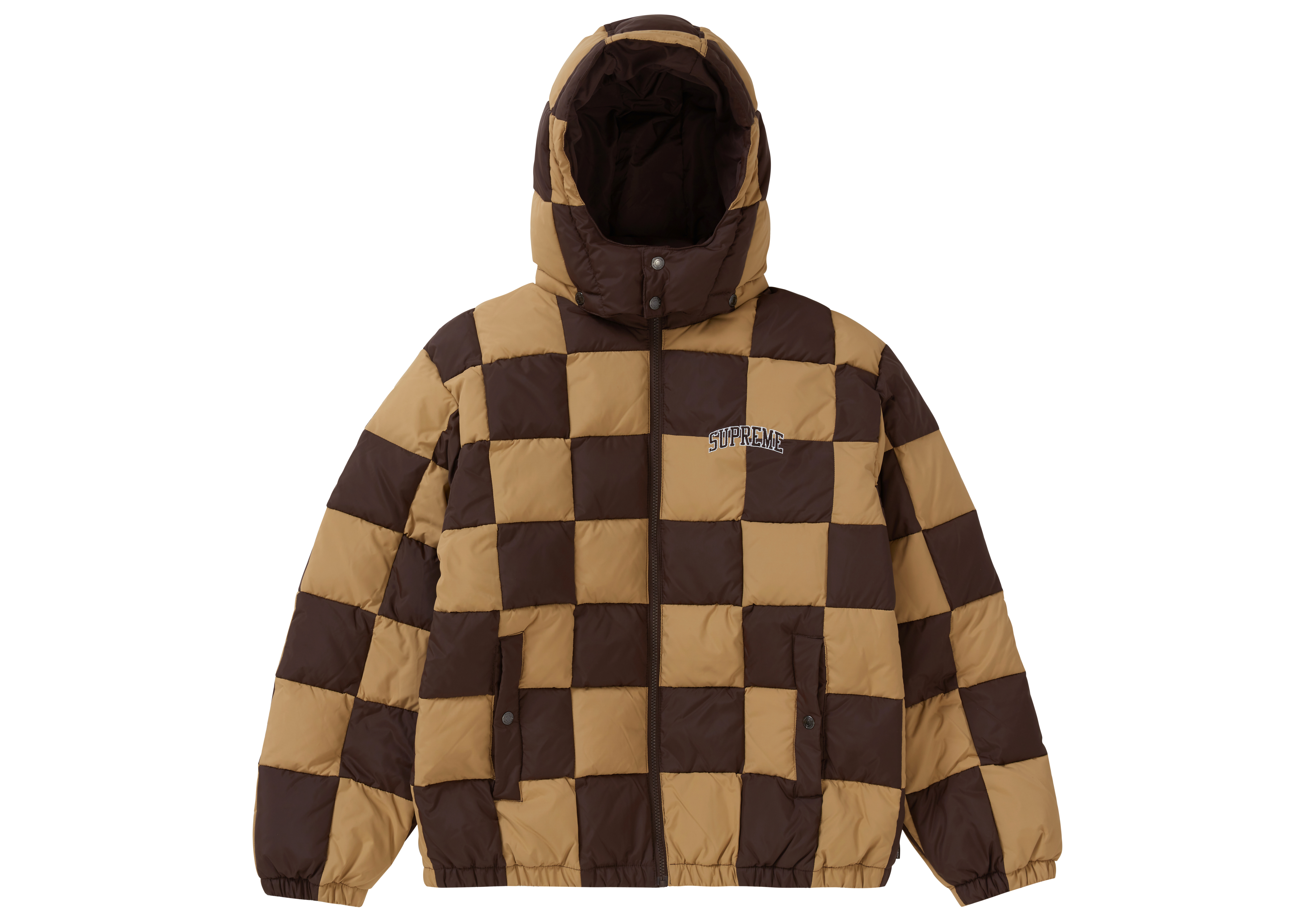 Supreme Checkerboard Puffy Jacket Tan - FW19