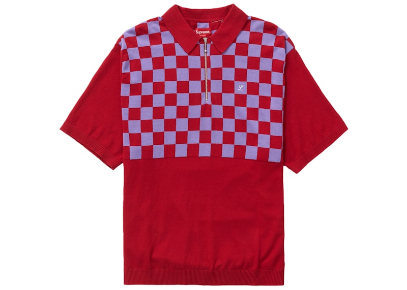 Supreme Checkerboard Zip Polo Red - SS22 - US