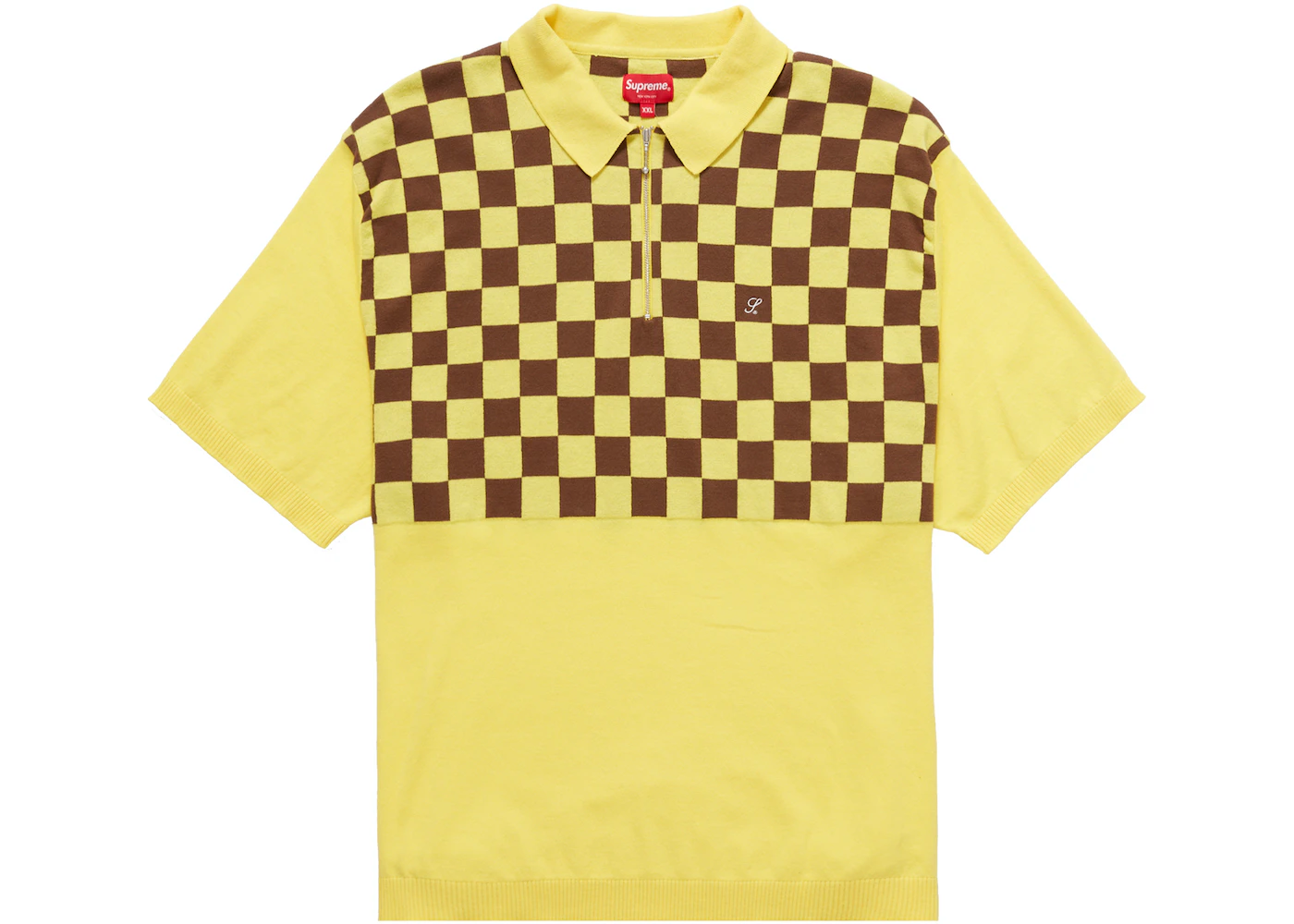 Supreme Checkerboard Zip Polo Yellow Men's - SS22 - US