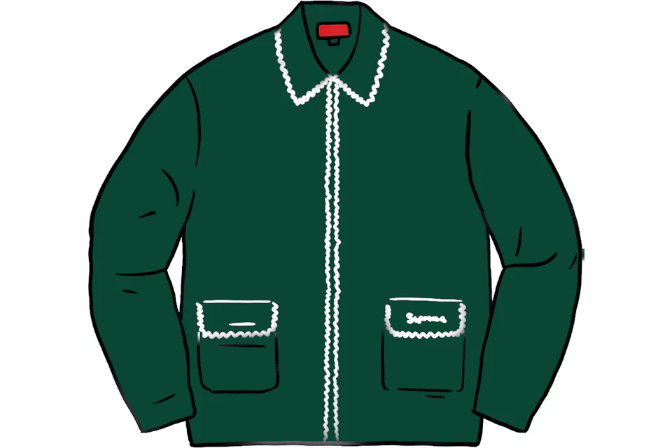 Supreme Checkerboard Zip Up Sweater Green