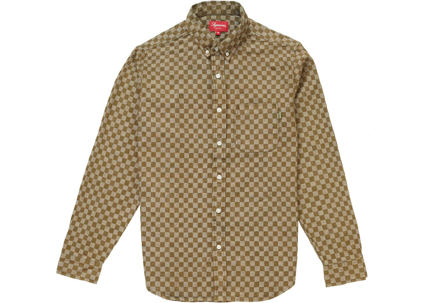 Supreme Checkered Denim Shirt Olive Men's - FW18 - US