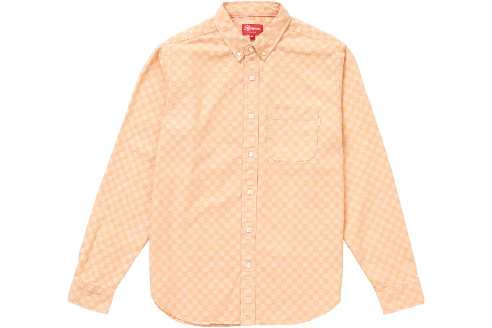 Supreme Checkered Denim Shirt Peach