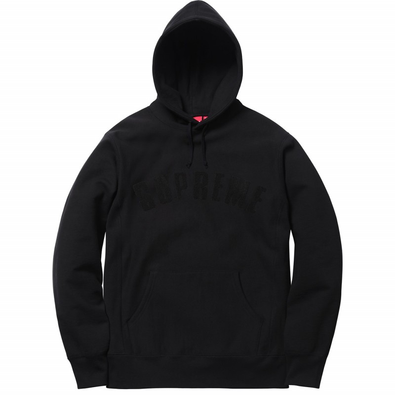 Supreme Chenille Arc Logo Hooded Sweatshirt Black - SS17 - US