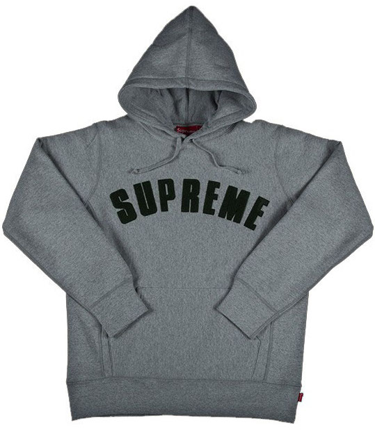 Supreme Chenille Arc Logo Hooded Sweatshirt Grey メンズ - SS17 - JP