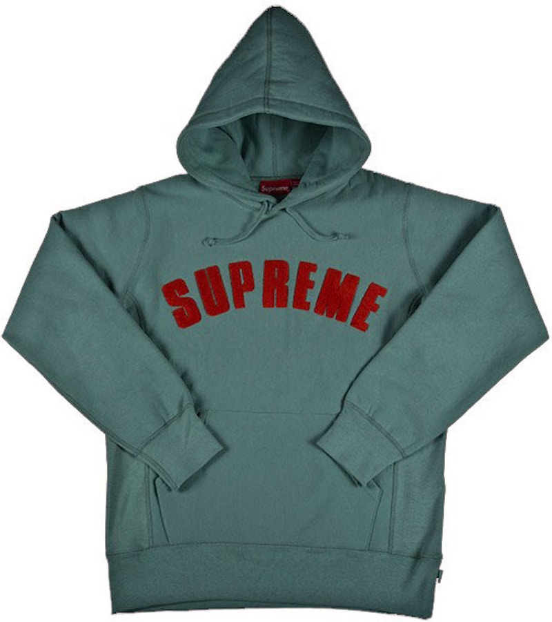 Supreme Chenille Arc Logo Hooded Sweatshirt Seafoam