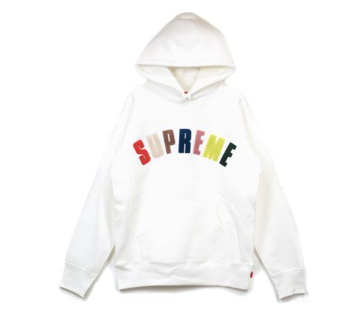 Supreme Chenille Arc Logo Hooded Sweatshirt White