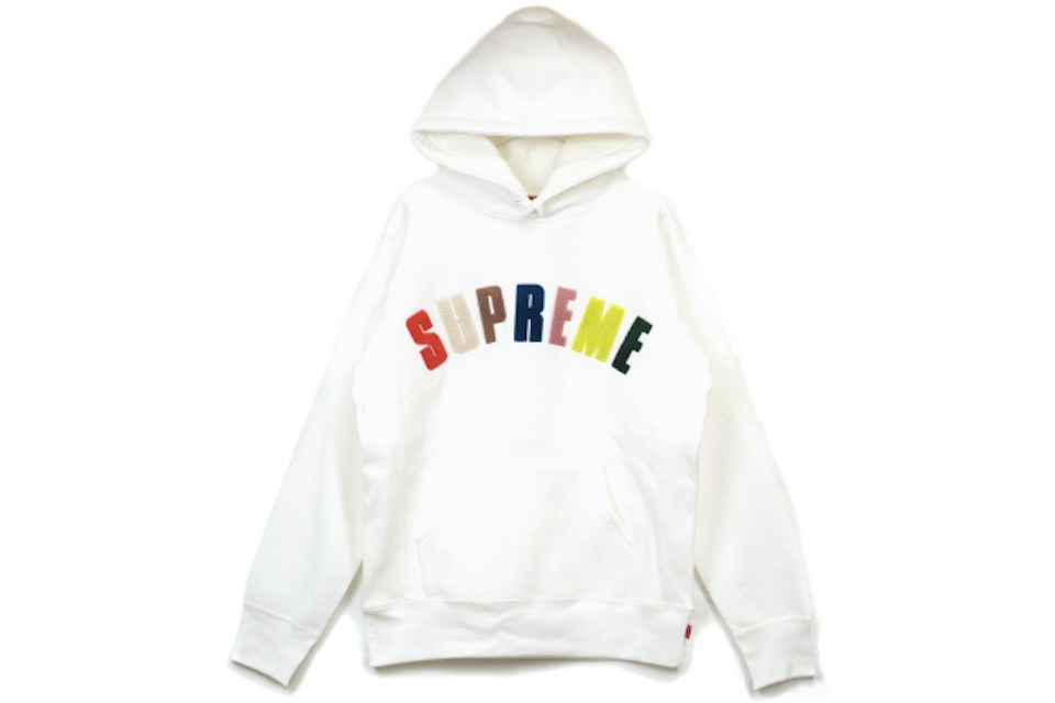 Supreme Chenille Arc Logo Hooded Sweatshirt White - SS17