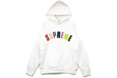 Supreme Chenille Arc Logo Hooded Sweatshirt White Men's Supreme Chenille Arc Logo Hooded Sweatshirt White Men's
