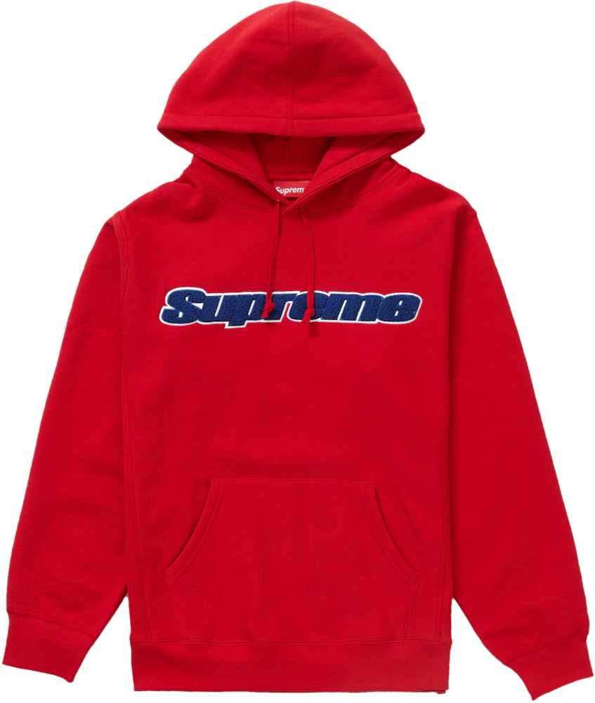 Supreme Chenille Logo Hoodie Red / Blue Size Small S Sm