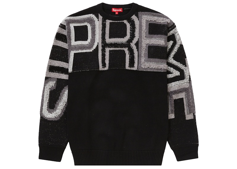 Supreme Chenille Logo Sweater Black Men's - FW21 - US