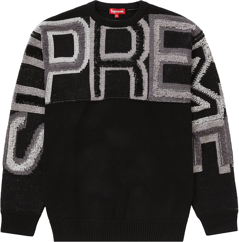 Supreme Chenille Logo Sweater Black Men's - FW21 - US