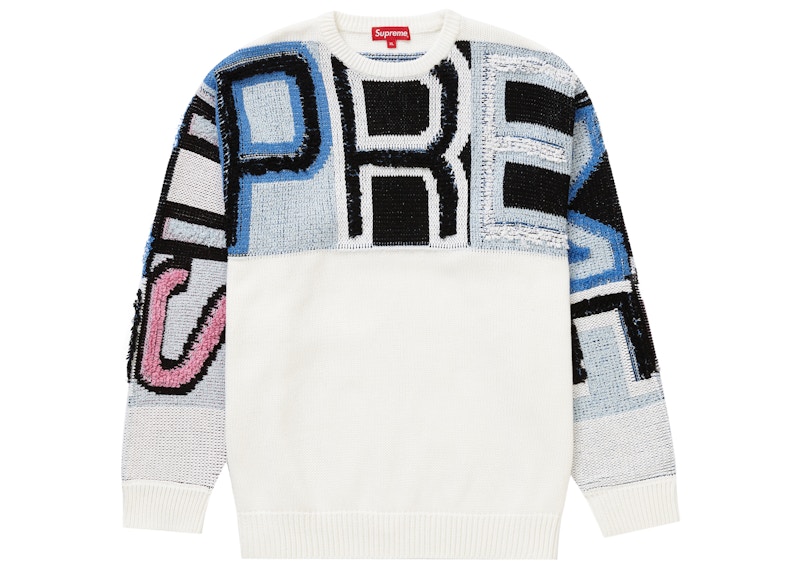 Supreme Chenille Logo Sweater White Men's - FW21 - US