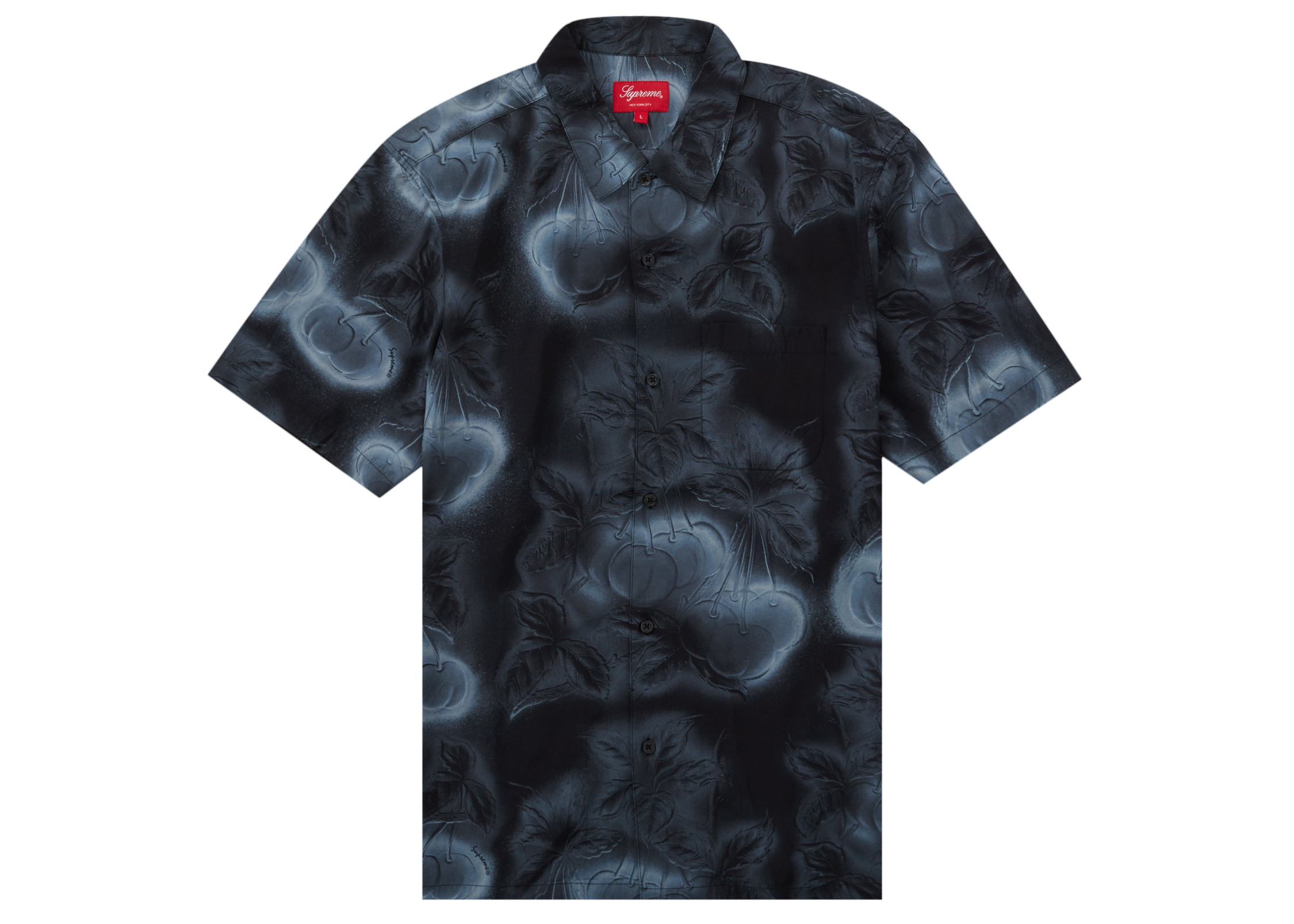 S 黒 Cherry Rayon S/S Shirt
