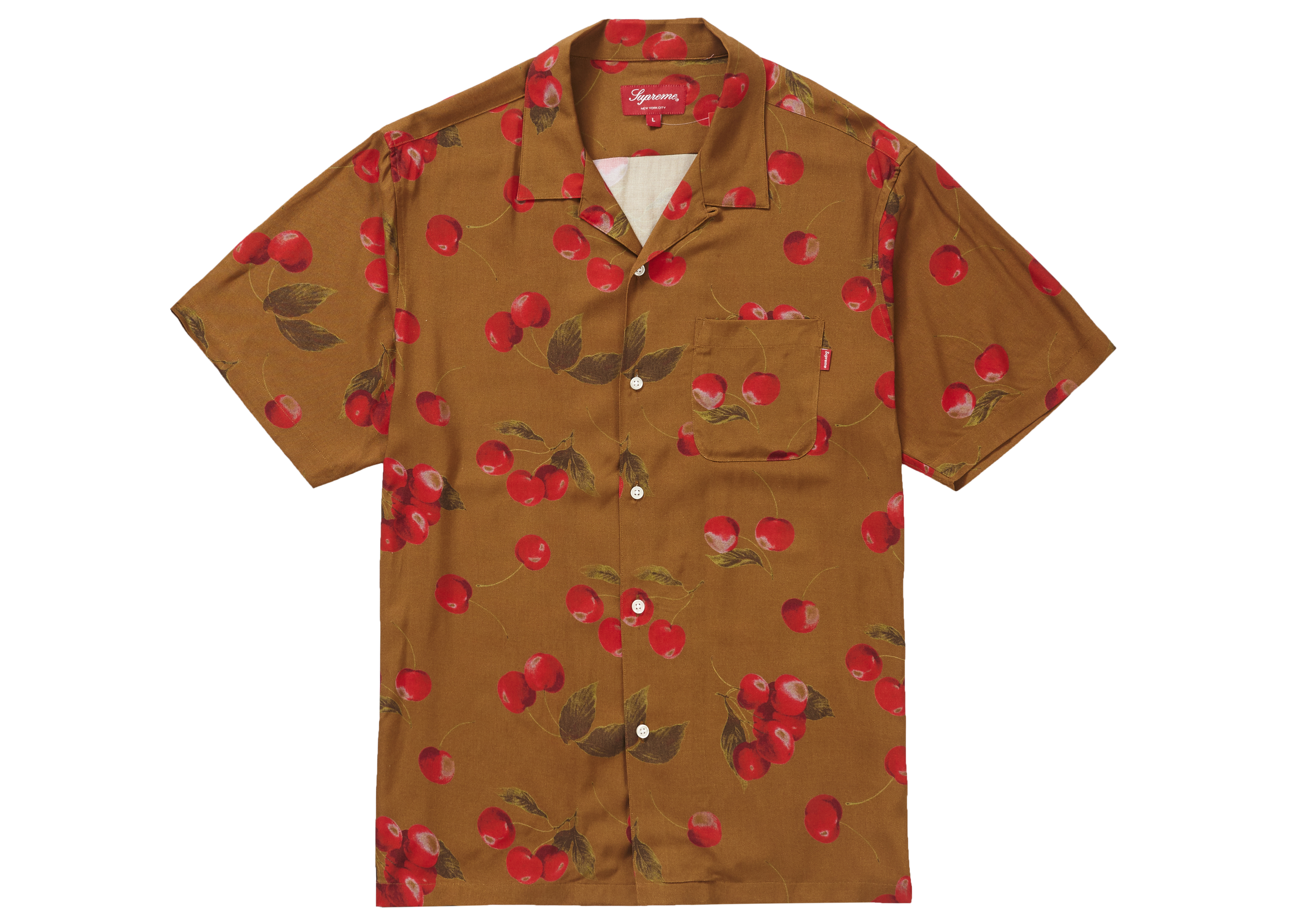 Supreme Cherry Rayon S/S Shirt Brown Men's - SS19 - US