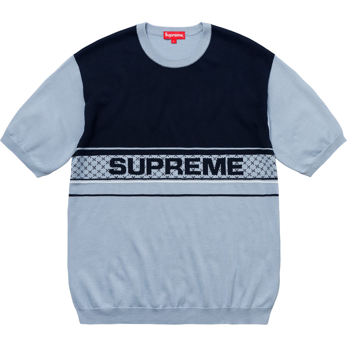 Supreme Chest Logo S/S Knit Top Light Blue