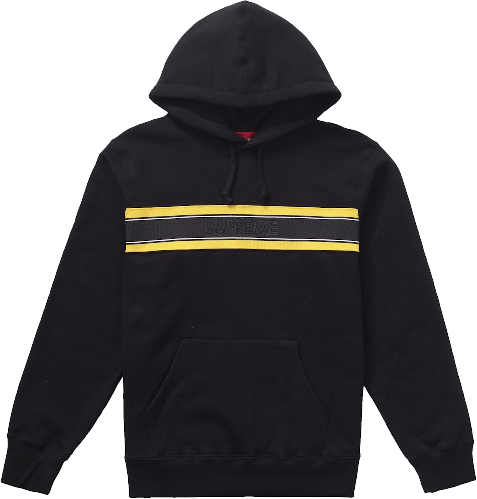 Supreme Chest Stripe Logo Hooded Sweatshirt Black - SS19