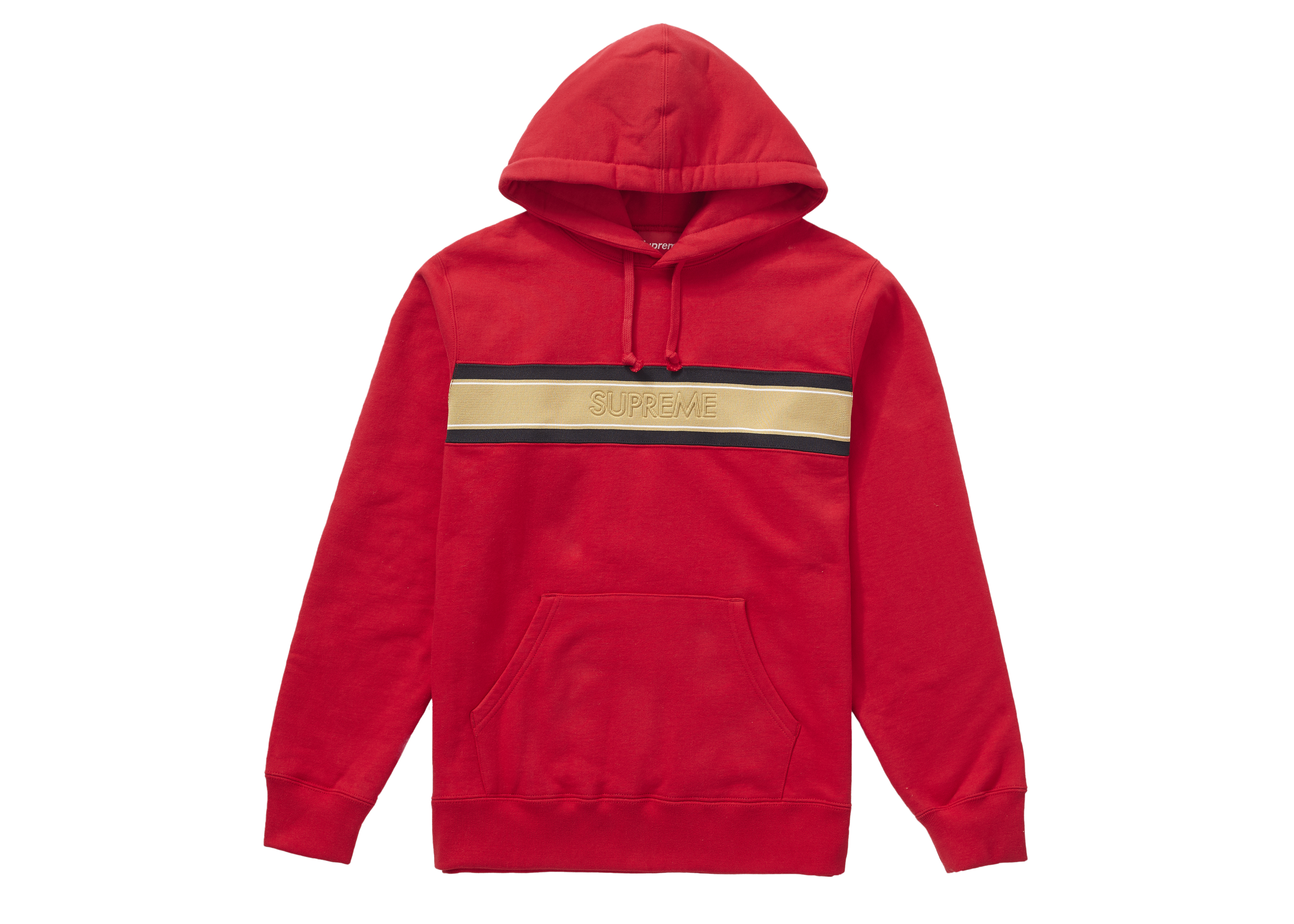 Supreme Chest Stripe Logo Hooded Sweatshirt Red メンズ - SS19 - JP