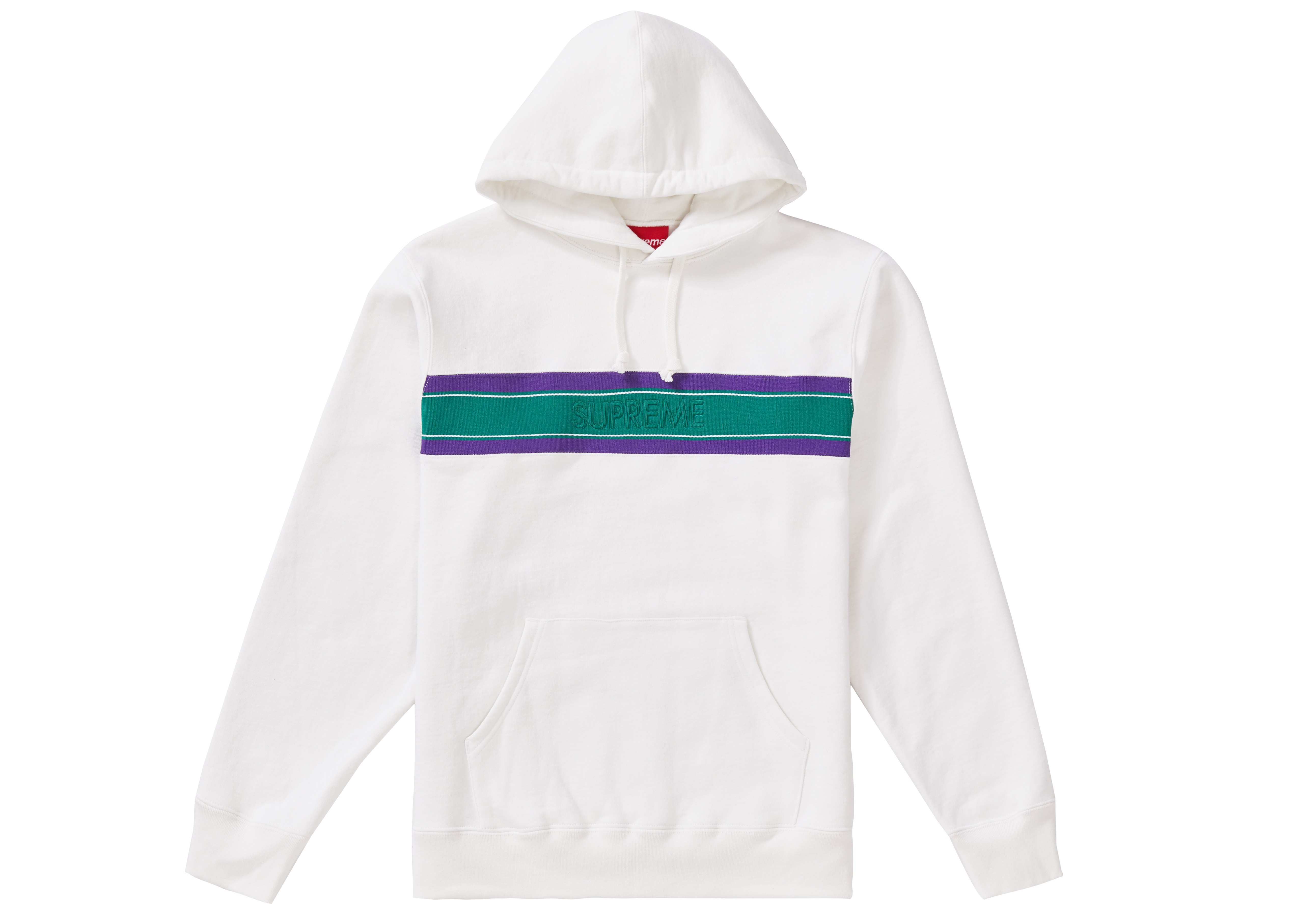 Supreme Chest Stripe Logo Hooded Sweatshirt White