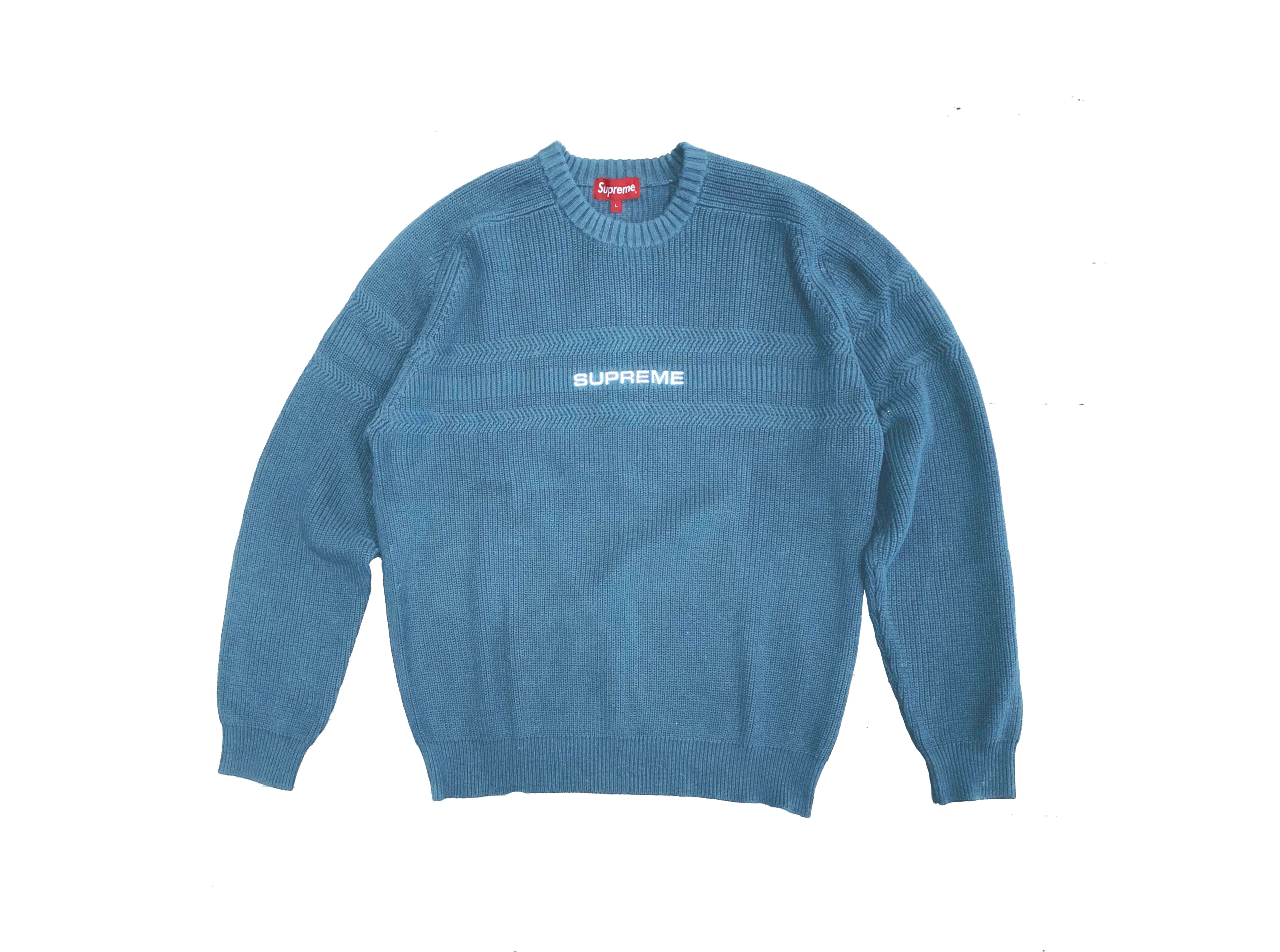 Supreme Chest Stripe Raglan Sweater Dusty Blue メンズ - SS18 - JP