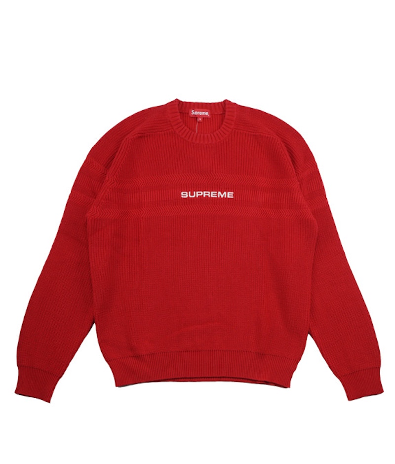 Supreme Chest Stripe Raglan Sweater Red Men's - SS18 - US