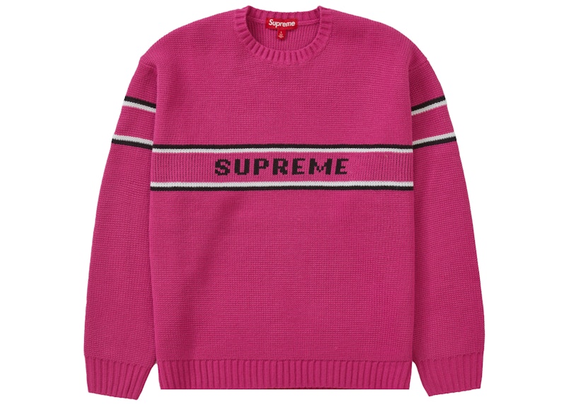 Supreme Chest Stripe Sweater (FW23) Pink Men's - FW23 - US