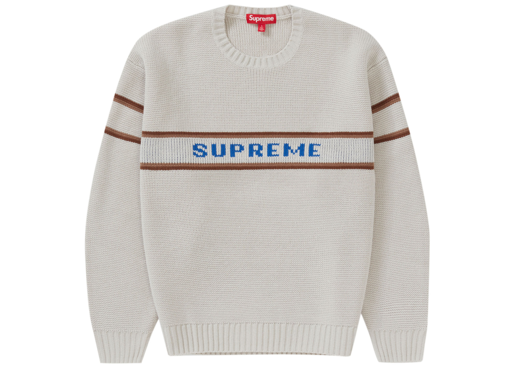 Supreme Chest Stripe Sweater (FW23) White Men's - FW23 - US