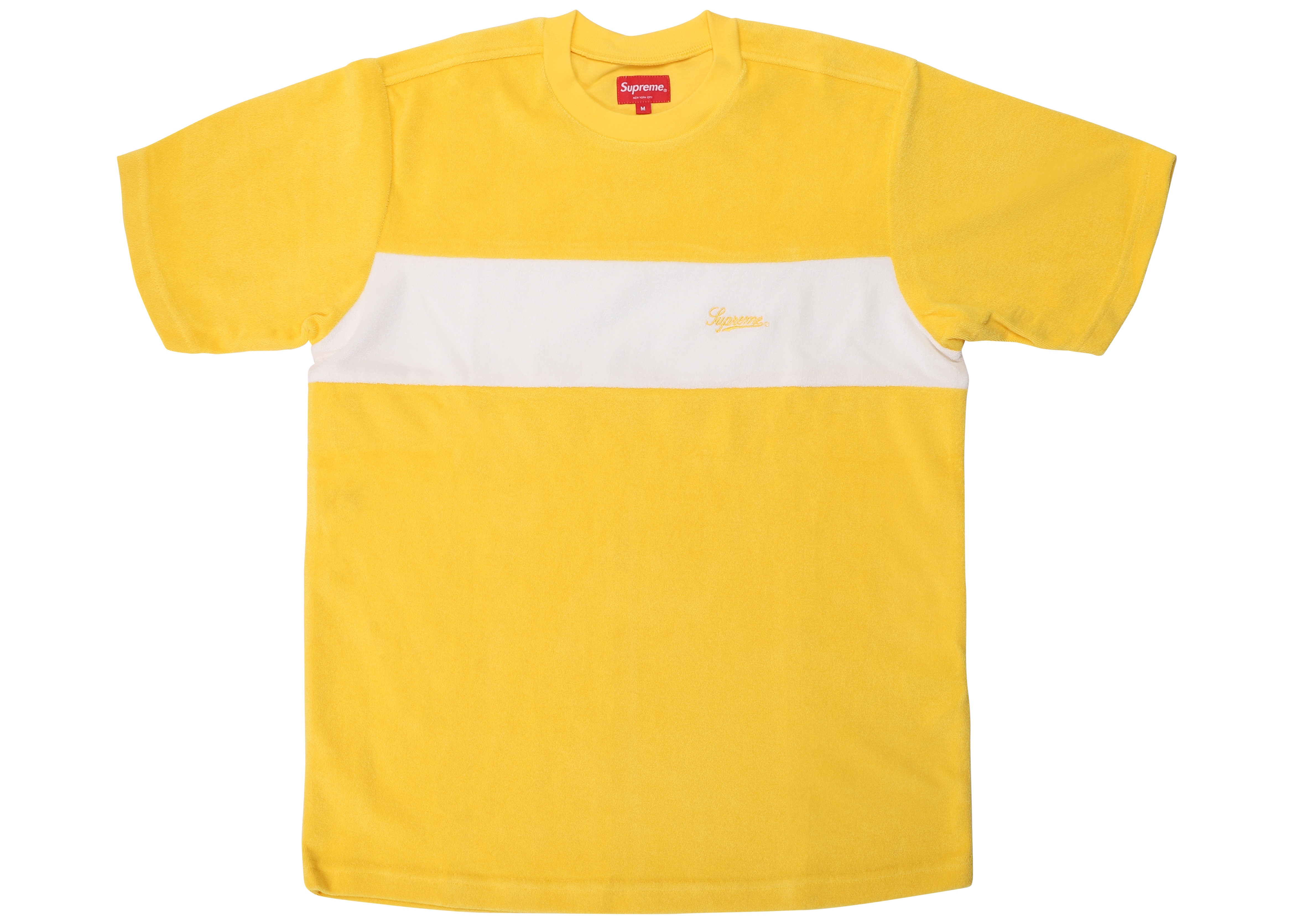 HOTお得S Yellow Supreme Chest Stripe Terry Top Tシャツ/カットソー(半袖/袖なし)