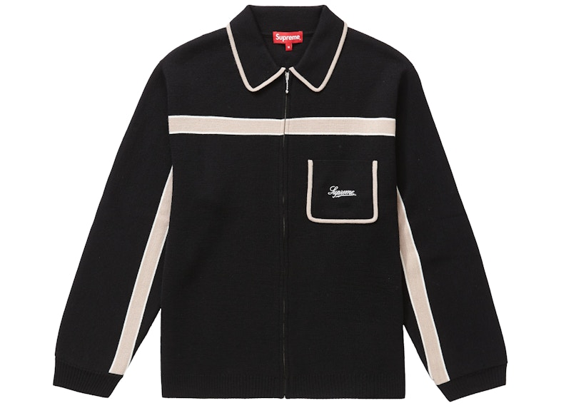 Supreme Chest Stripe Zip Up Cardigan Black - FW21 Men's - US