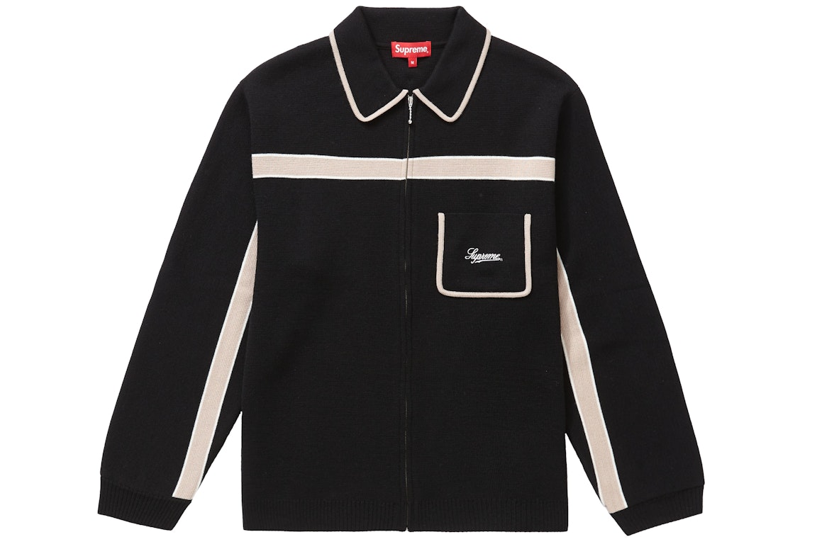 Pre-owned Supreme Chest Stripe Zip Up Cardigan Black