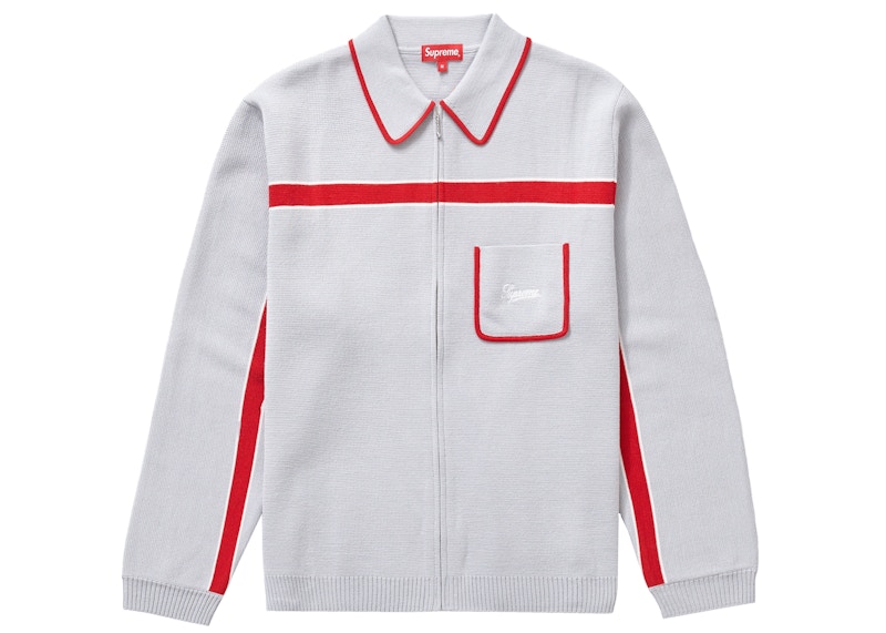 Supreme Chest Stripe Zip Up Cardigan Grey 男装- FW21 - CN