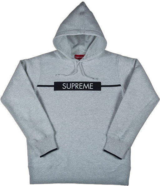 Supreme Chest Twill Tape Hooded Sweatshirt Grey Men's - SS17 - US