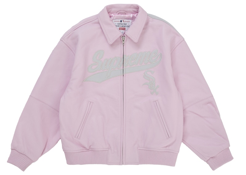 Supreme Chicago White Sox Leather Varsity Jacket Pink メンズ