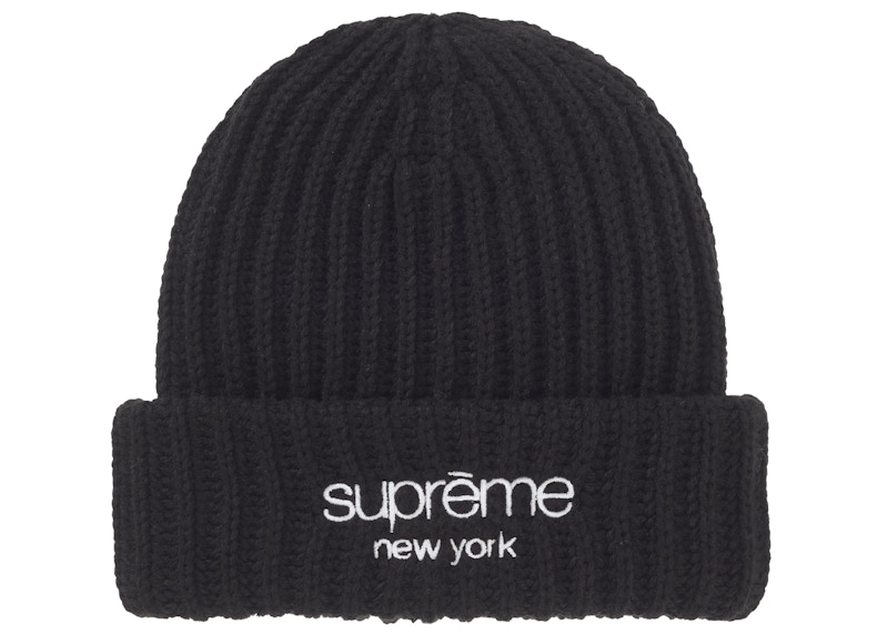 Supreme Chunky Rib Classic Logo Beanie Black - US