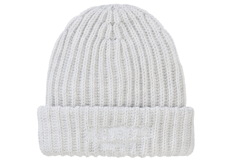 Supreme Chunky Rib Classic Logo Beanie White - US