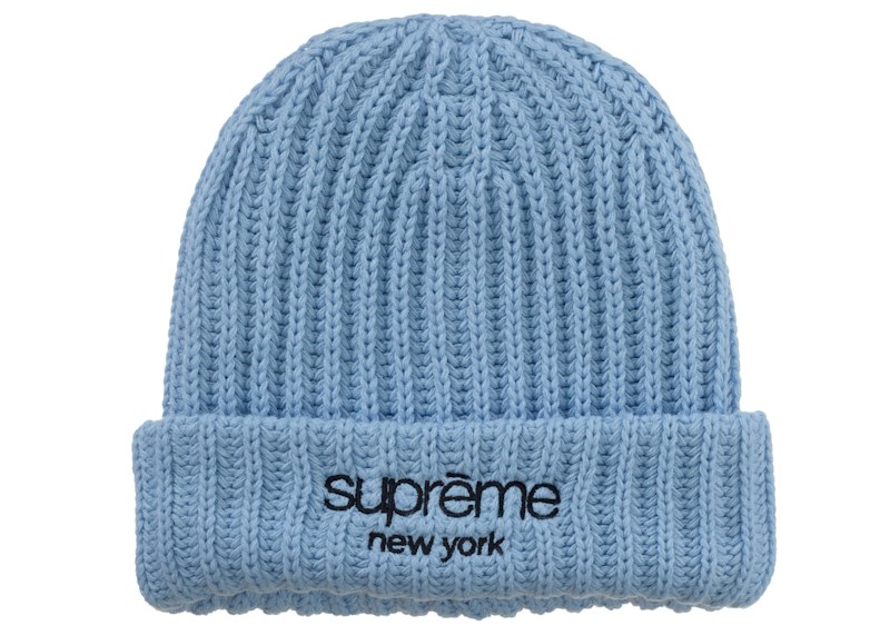 Supreme Classic Logo Chunky Ribbed Beanie (FW26) Light Blue