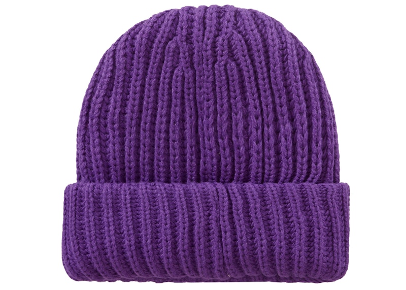 Supreme Classic Logo Chunky Ribbed Beanie Purple