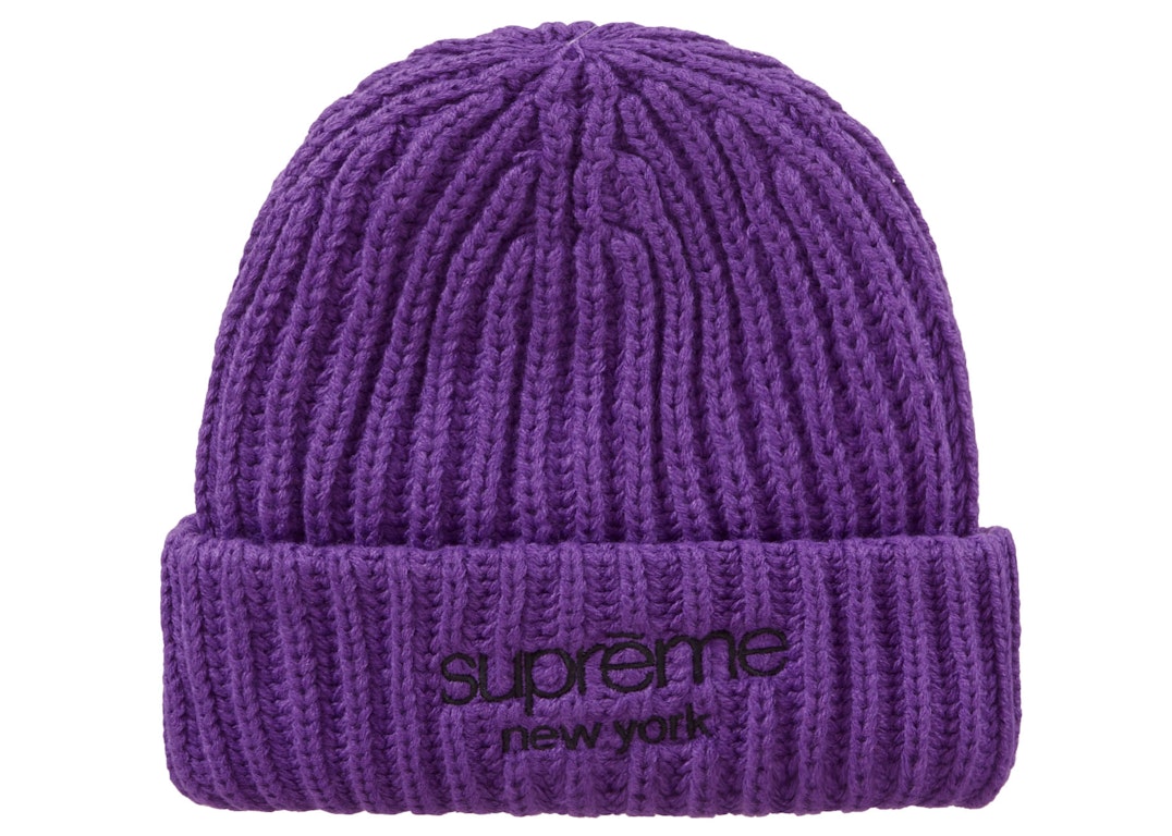 Pre-owned Supreme Classic Logo Chunky Ribbed Beanie Purple